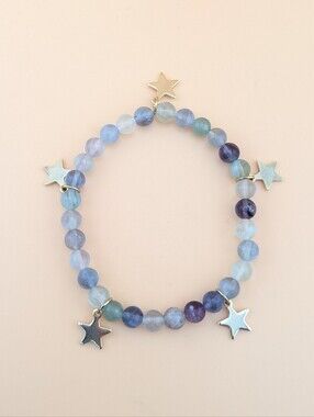Fluorite Celestial Gold Star Charm Bracelet